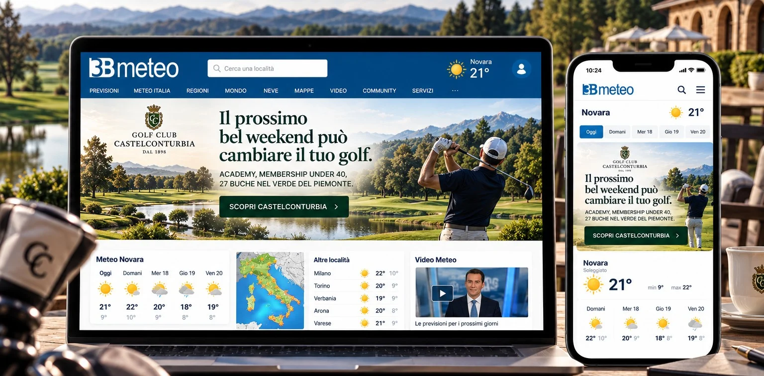 Mockup Golf × 3Bmeteo per Castelconturbia, esempio academy e membership
