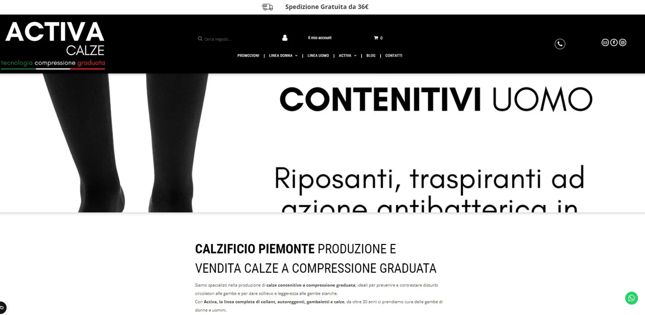 Ecommerce Calzificio Piemonte: schermata presente nel case study Italiaonline